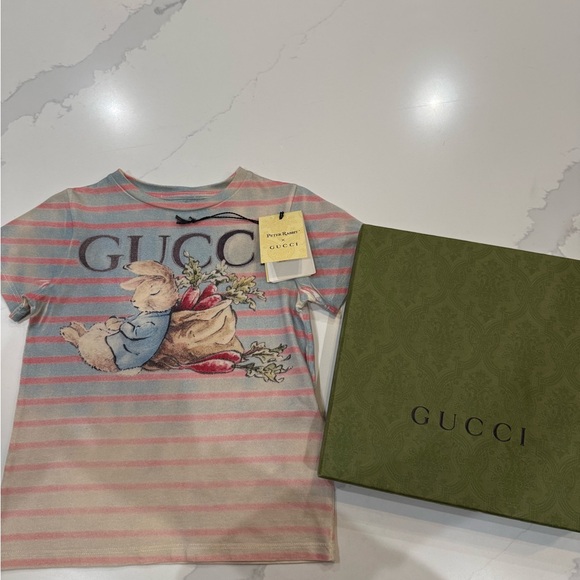 Gucci Other - Gucci Kids Pastel Striped Tee with Bunny Design
